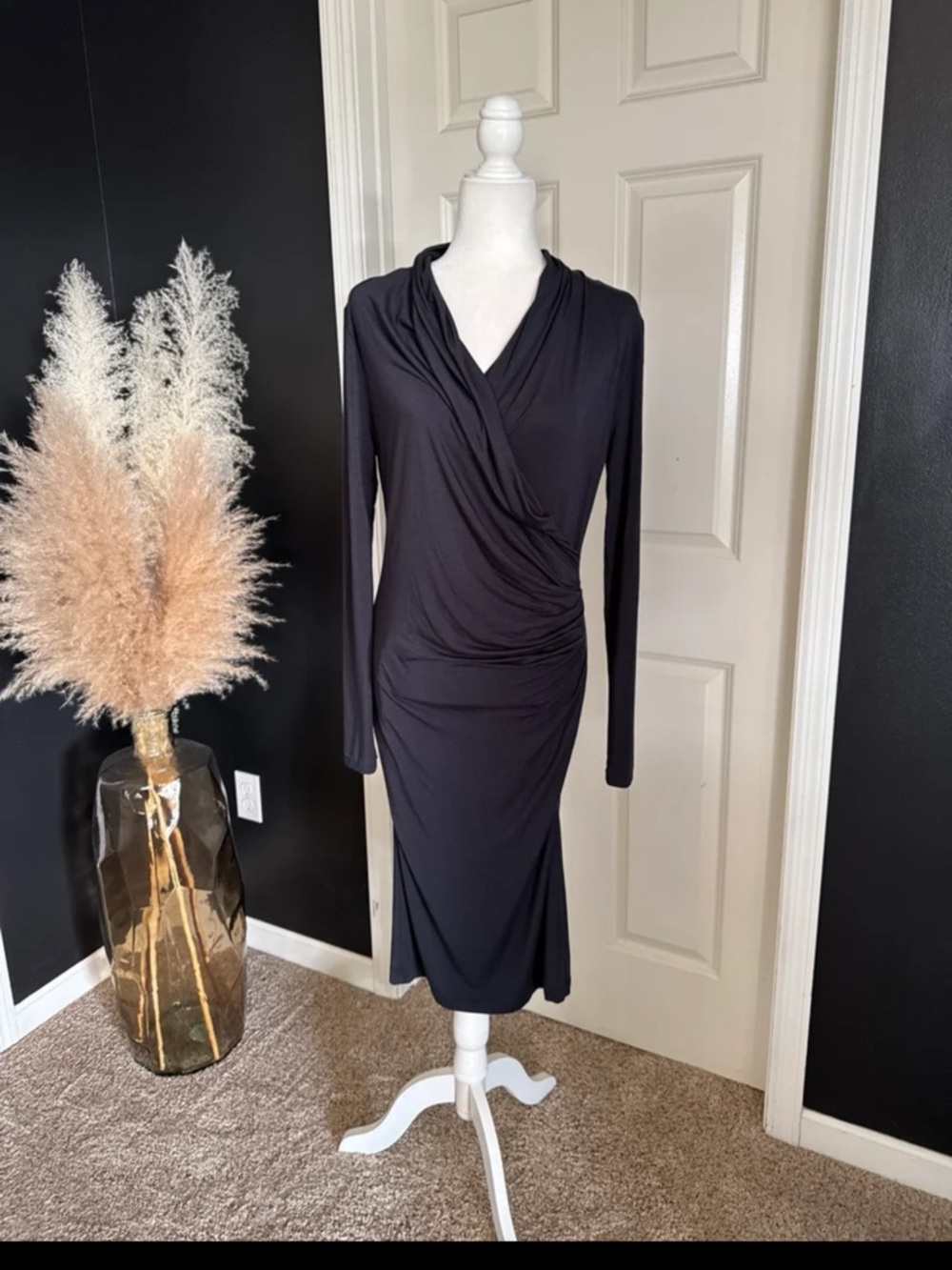 DAY Birger et Mikkelsen‎ Wrap Effect Jersey Dress in Black size Medium - Picture 2 of 12